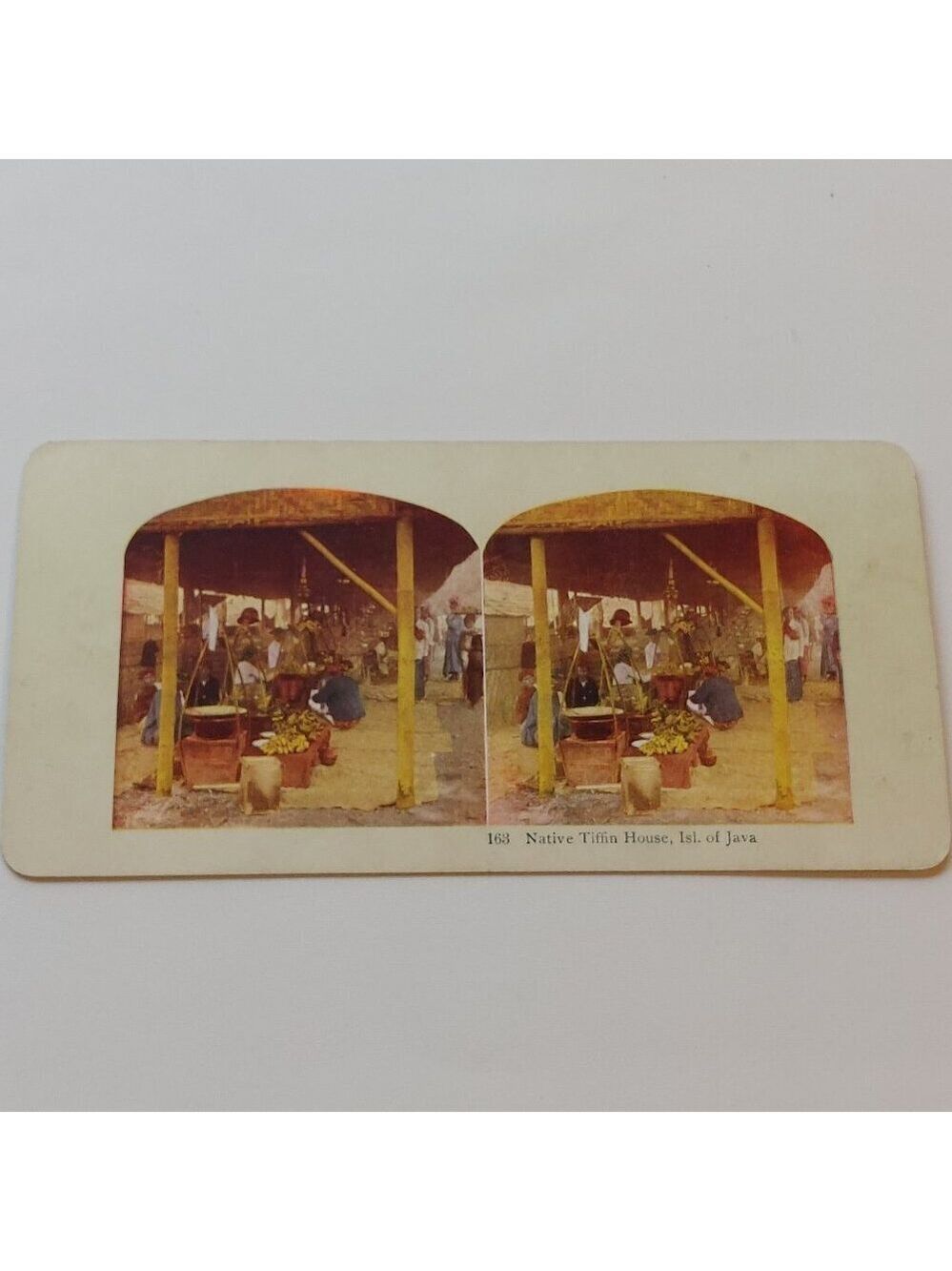 ANTIQUE STEREOGRAPH Card DOUBLE SIDED Tokyo Japan Tiffin House Isl of Java